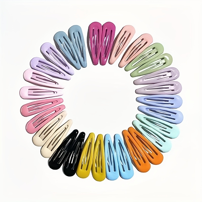 Snap Hair Clips 100Pcs, 2 Inch Bend Hair Clips, Metal Barrettes in 20  Assorted Color, No Slip Cute Solid Candy Color Hair Accessories for Girls
