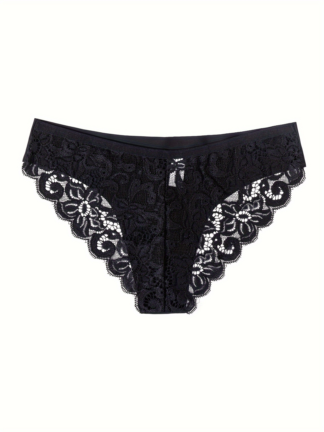 Lace Stitching Briefs Comfy Breathable Scallop Trim Panties - Temu