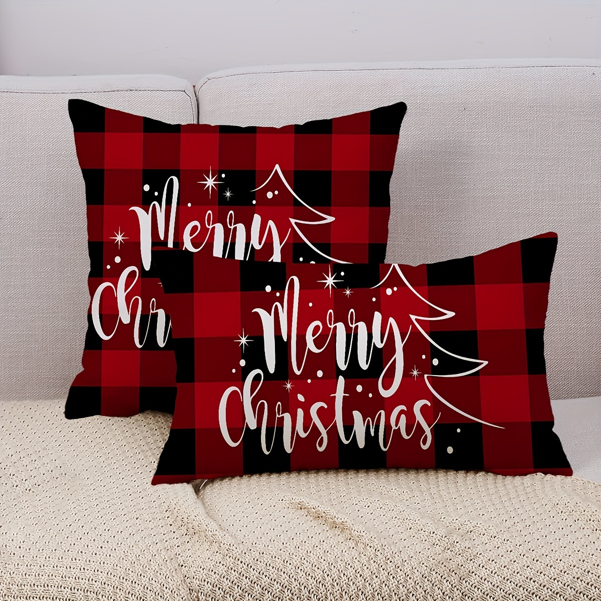 Double sided Print Christmas Pillow Covers Merry Christmas - Temu