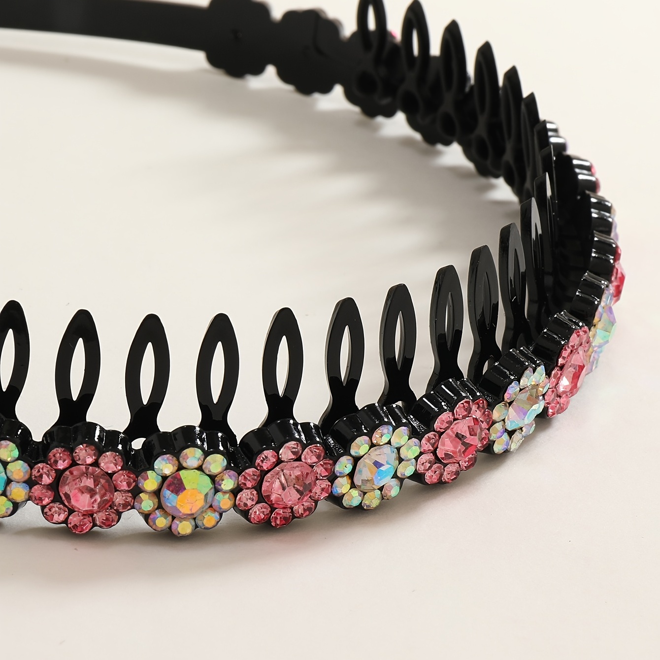 Teeth Comb Headband Crystal Beaded Hairband Non-Slip Headband