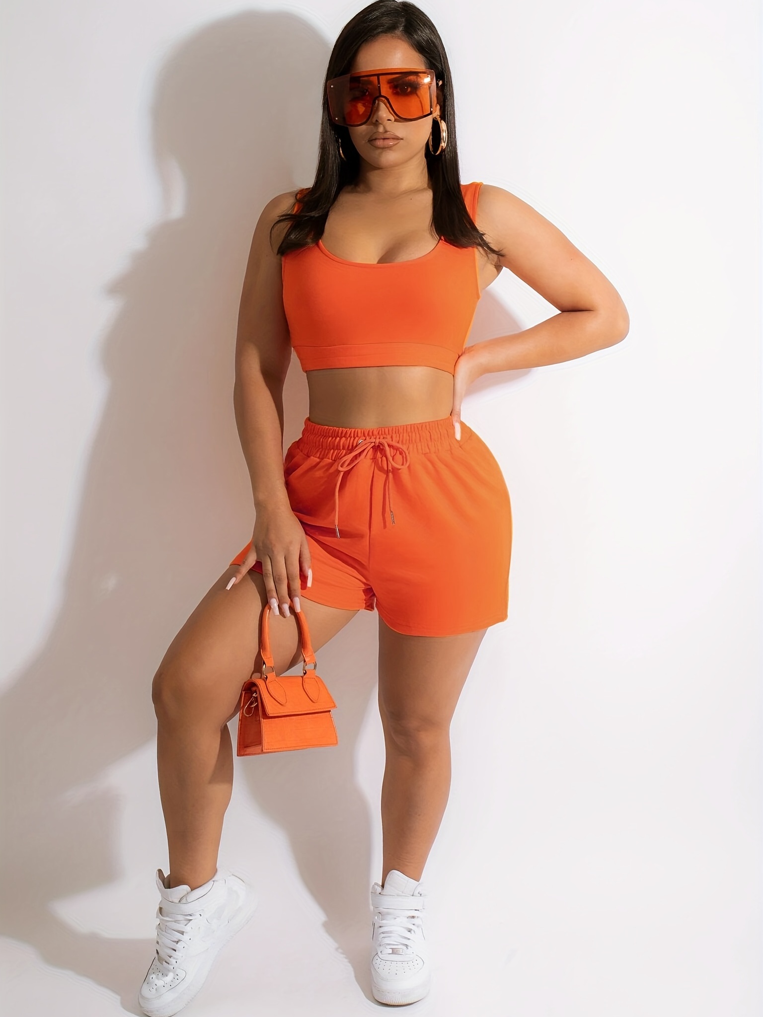Casual Two piece Pants Set Drawstring Crop Top Ruched High - Temu