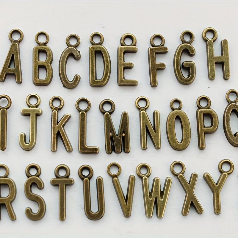 156pcs Antiqued Bronze Colour Metal Alphabet Letter Charms Jewelry Making, Women's, Size: One size, Grey Type