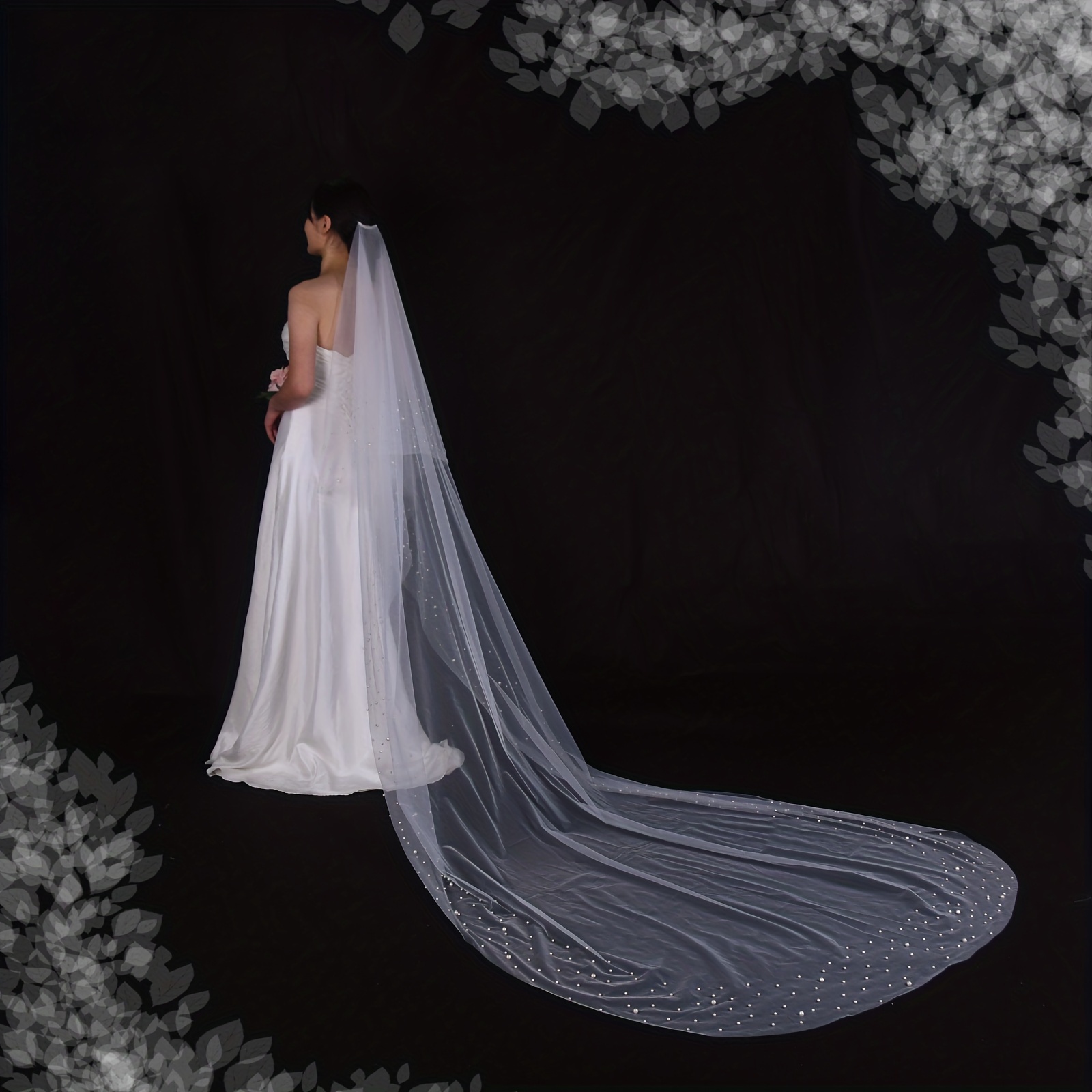 Romantic Faux Pearl Veil With Blusher 2 Tiers Bridal Veil - Temu