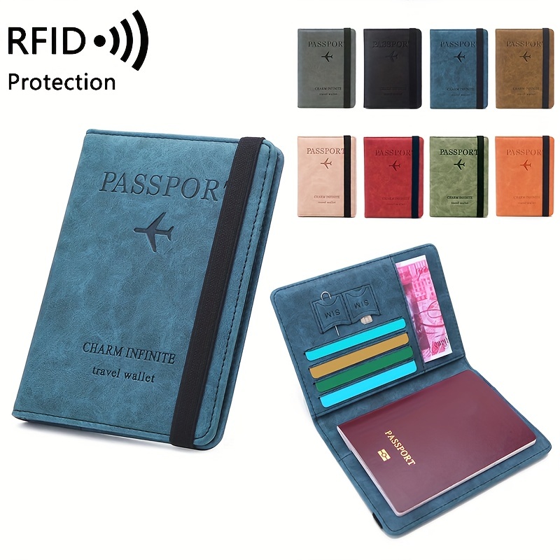 

1pc Rfid Anti-theft Brush Multi-card Passport Bag, Travel Abroad Ticket Document Bag, Simple Fashion Multi-functional Passport Holder