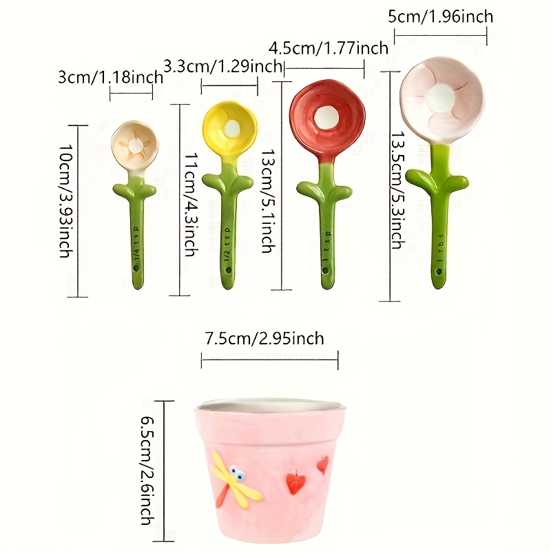 Cute Ceramic Cactus Measuring Spoons And Cups Set With Holder - Perfect For  Milk Powder, Sugar, Salt And Home Decor! For Restaurants - Temu