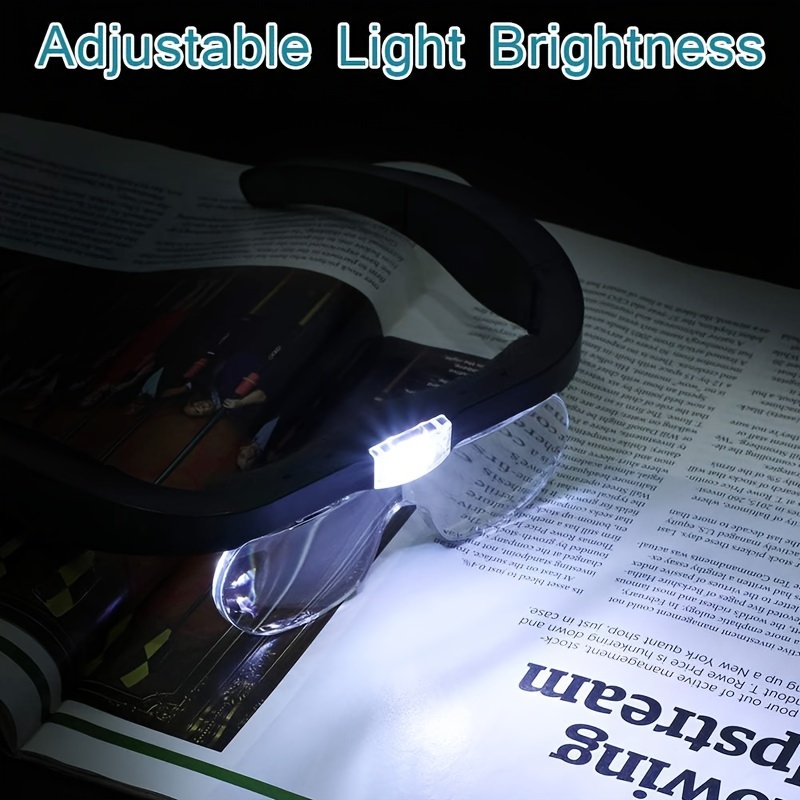 Gafas Lupa con Luz Led, USB Recargable Lupa de Cabeza para Lectura