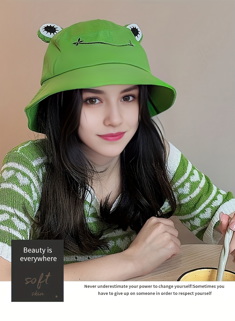 cute frog bucket hat women sunshade leisure decorative Temu