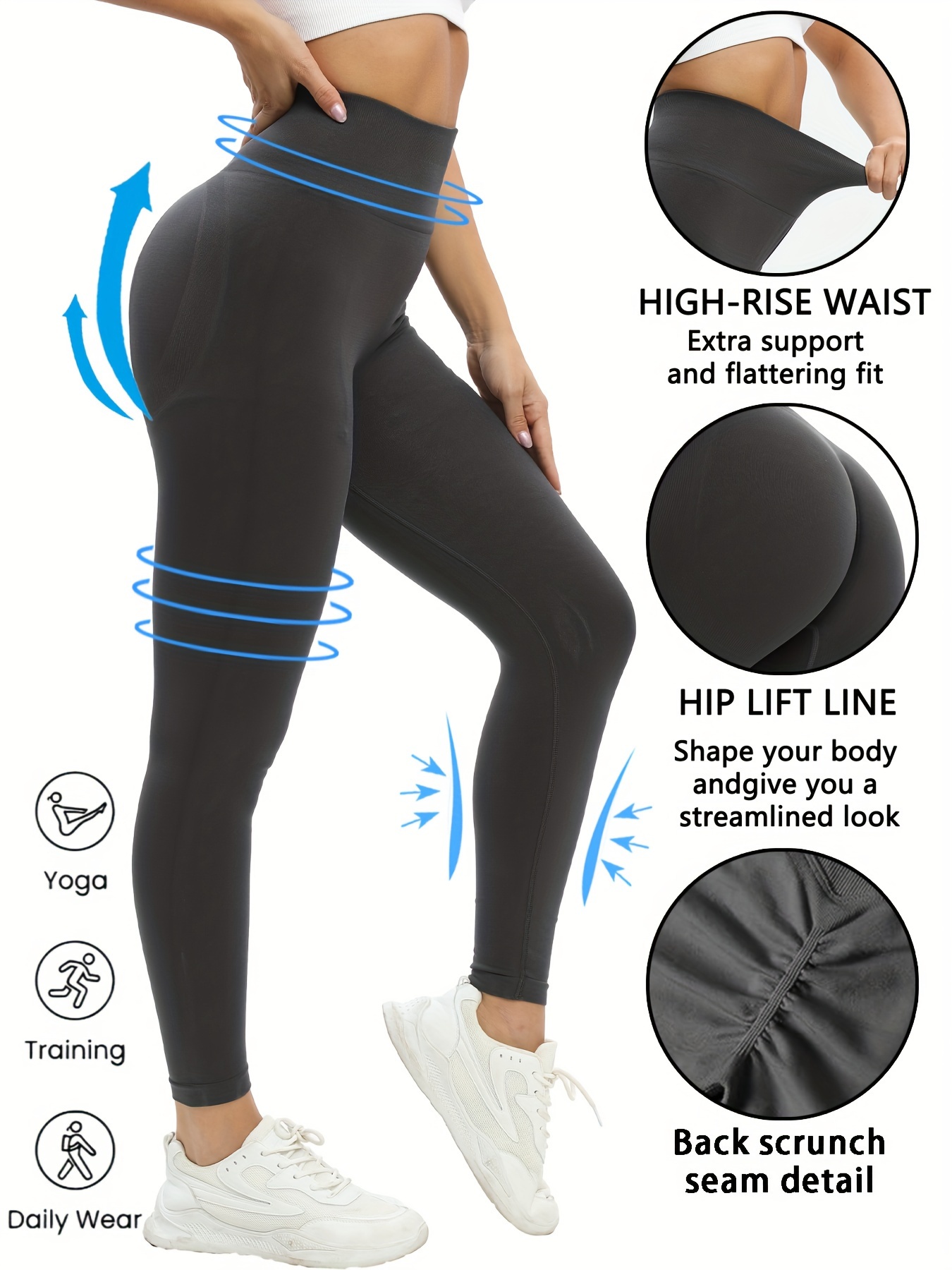 Women's Solid Color High Stretch Butt Lifting Sports Yoga - Temu Canada