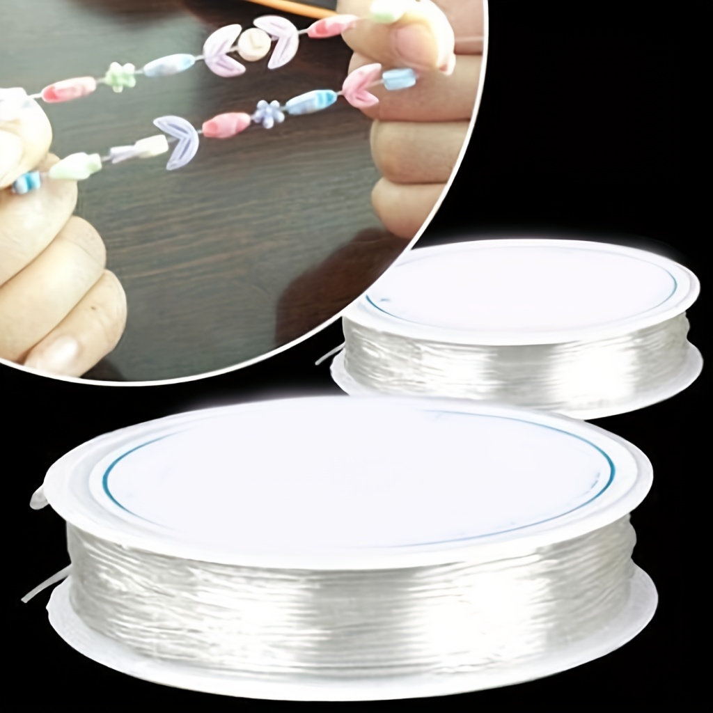 HURRISE 2 mm Line String Cordon éLastique de 1,2 Mm pour Bracelet, Cordon  Extensible Transparent avec Aiguille outillage coffret