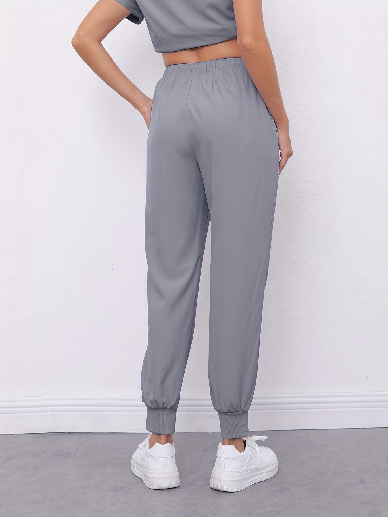 Women's Grey High Waisted Oversized Joggers