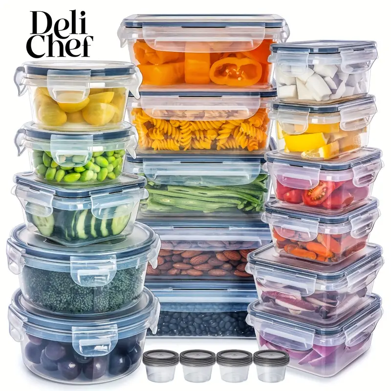 Food Storage Containers With Lids, Airtight Plastic Meal Prep Container,  Vegetable Fruit Food Organizer, For Pantry, Kitchen And Refrigerator  Organization, Household Storage Accessories - Temu