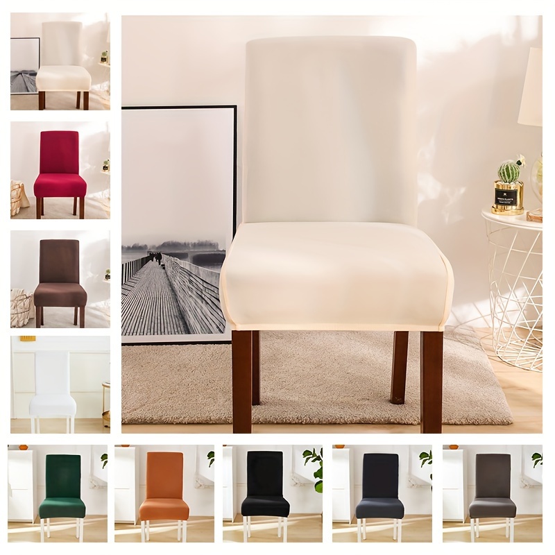 Funda elástica de Color liso para silla de comedor, cubierta de asiento  Jacquard para sillas de