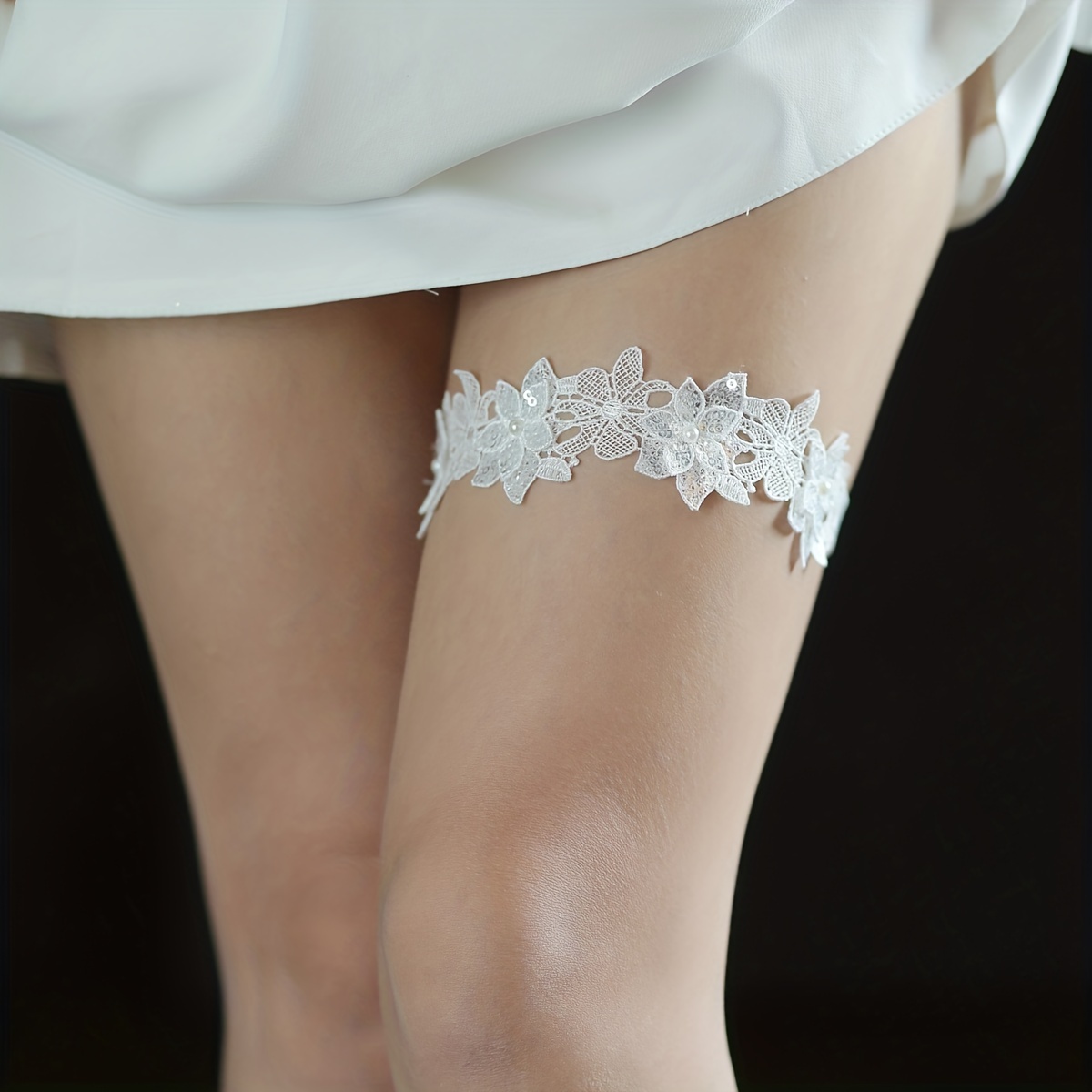 Bride Wedding Garter Blue Lace Floral Garters Stretch Leg - Temu