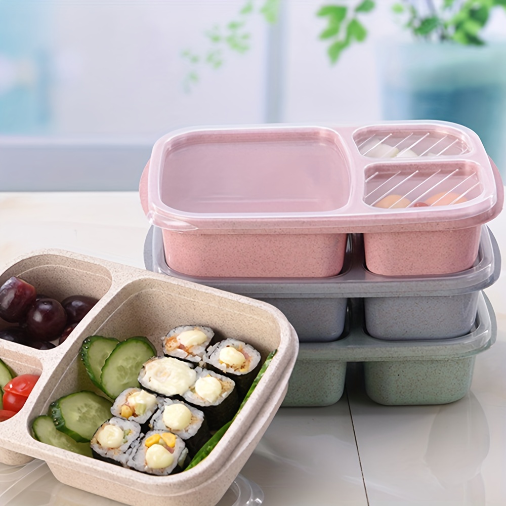 Bento Lunch Box Reusable 3 Compartment Food Container For - Temu