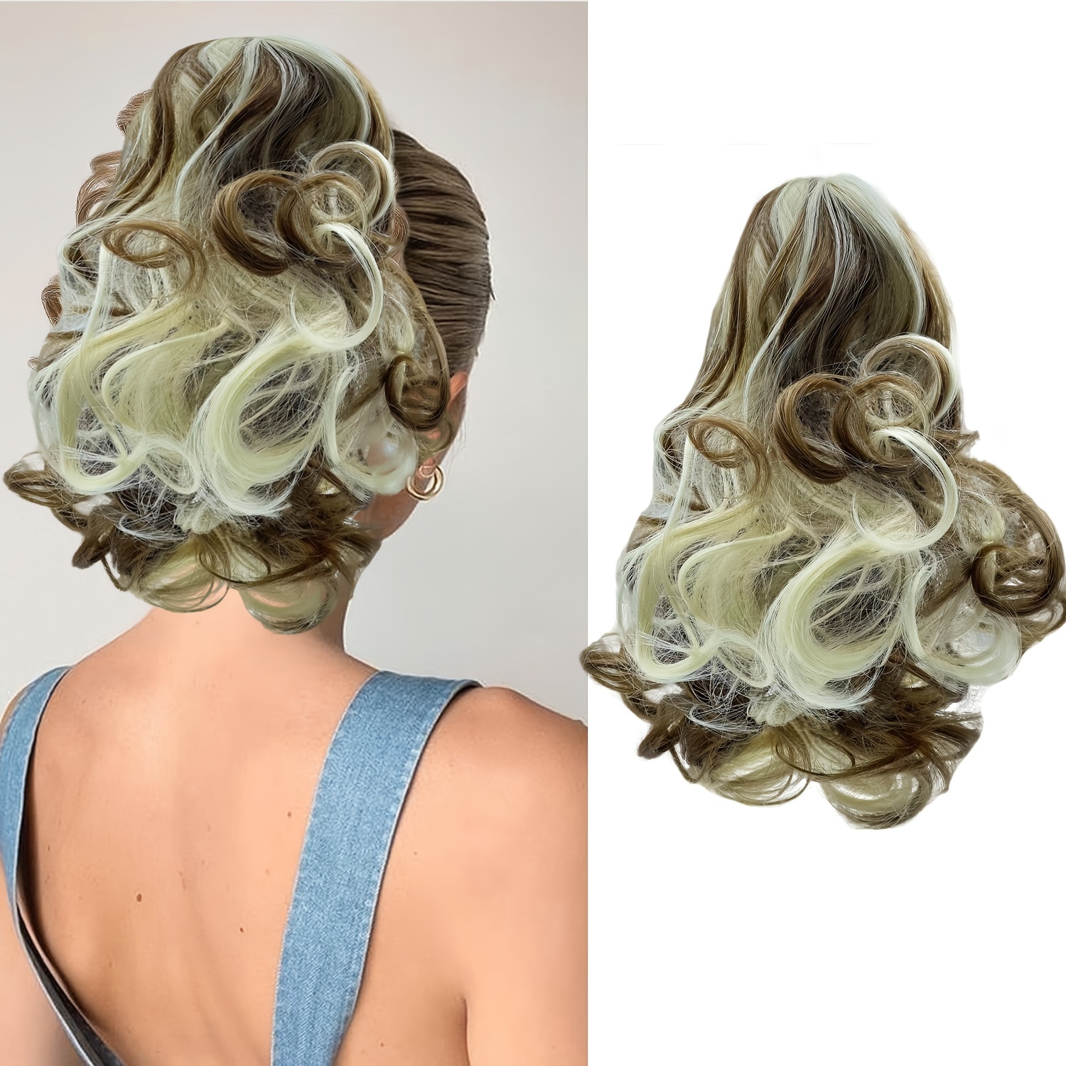 Short Ponytail Extension Loose Curly Wavy Claw Clip Hair Extensions