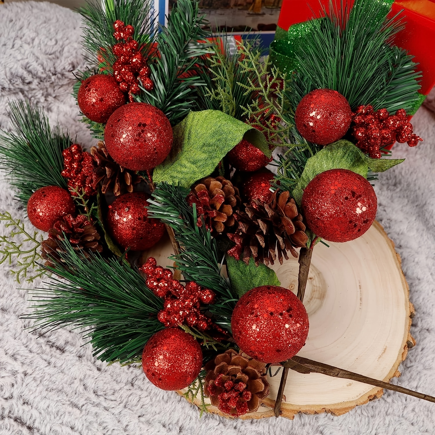 Merrymaking Evergreen Metallic Christmas Sprigs - 752106651791