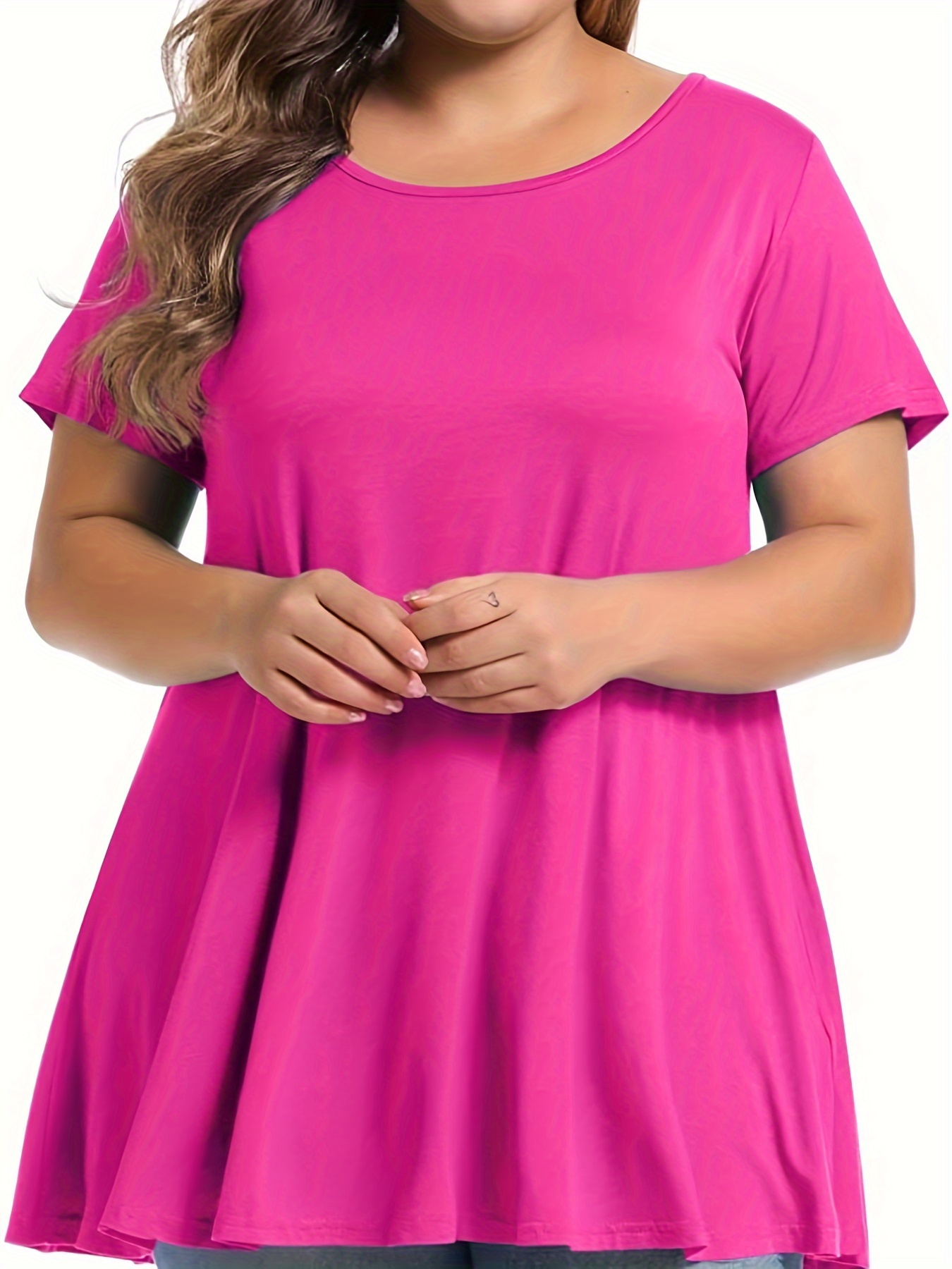 Zelos Curvy Tee Shirt Womens Size 2X Pink Tie Dye Short Sleeves