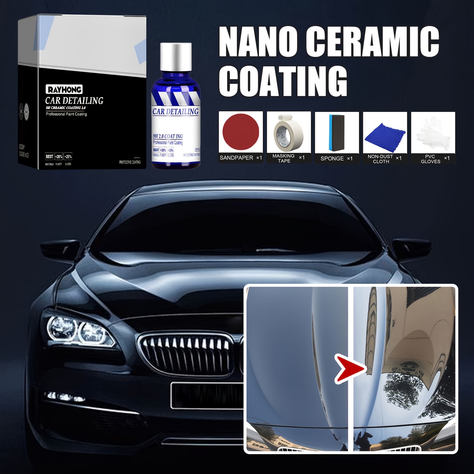 Nano Ceramic Car Glass Coating Liquid Waterproof Anti-Scratch Cars Care  Coated