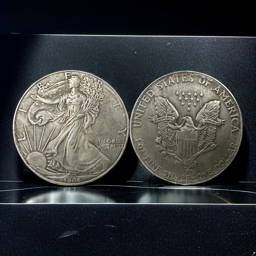 replica coin 2pcs 1906 Rare Vintage Silvery Dollar Collection Antique Commemorative Coin Idea Gift Art Eagle Design Good Luck Badge Display Gift Replica Coin