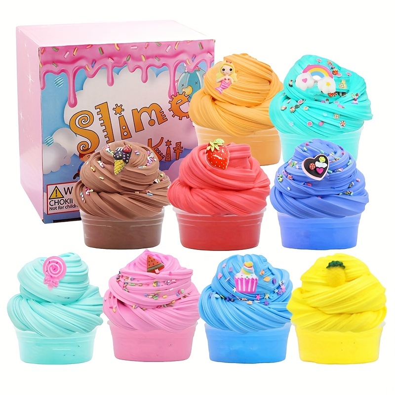 Fluffy Slime Butter Fruit Kit Soft Stretchy Non-sticky Cloud Slimes Diy  Making Set Scented Toy Party Favors For Kids Gift