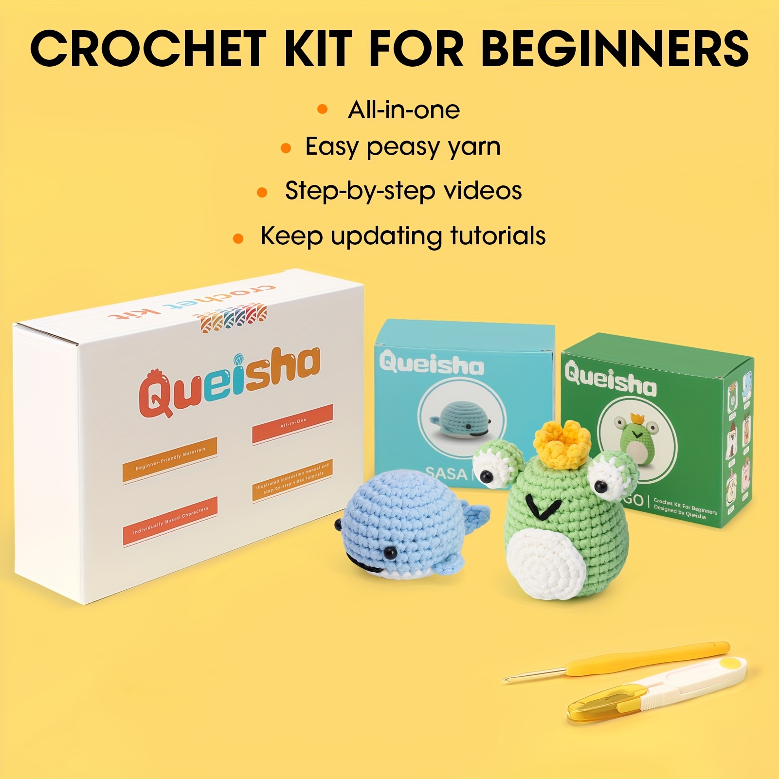 Quesisha Crochet Kit For Beginners With Easy Peasy Yarn cute - Temu United  Arab Emirates