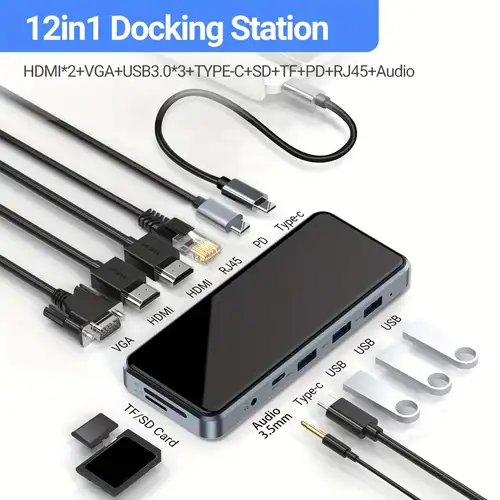 Petit 10 en 1 Type-c Station d'accueil transparente Multi Port USB Flashing  Drive Hub pour PC portable ordinateurs portables