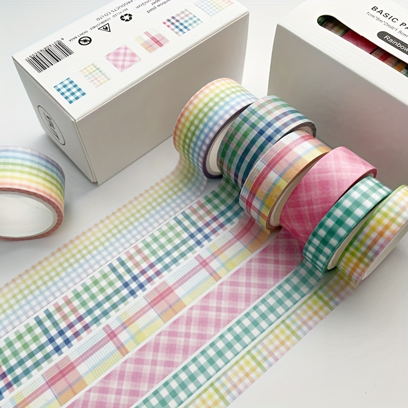 Boxed Basic Style Washi Tape Simple Plaid Student Hand - Temu