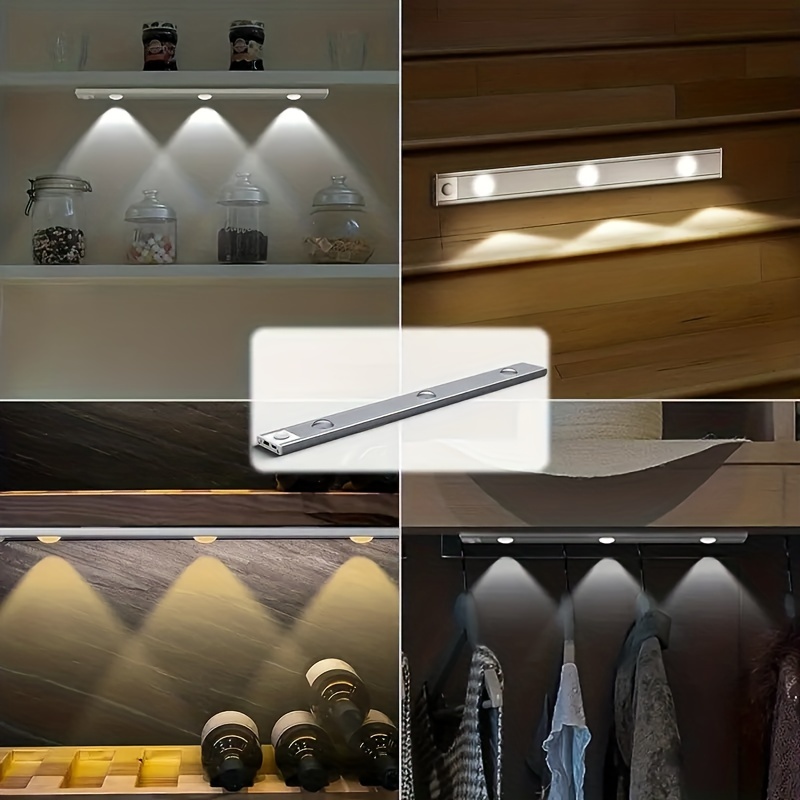Comprar Luz LED nocturna con Sensor de movimiento para armario, luces LED  inalámbricas USB, iluminación para armario de cocina, lámpara magnética  recargable