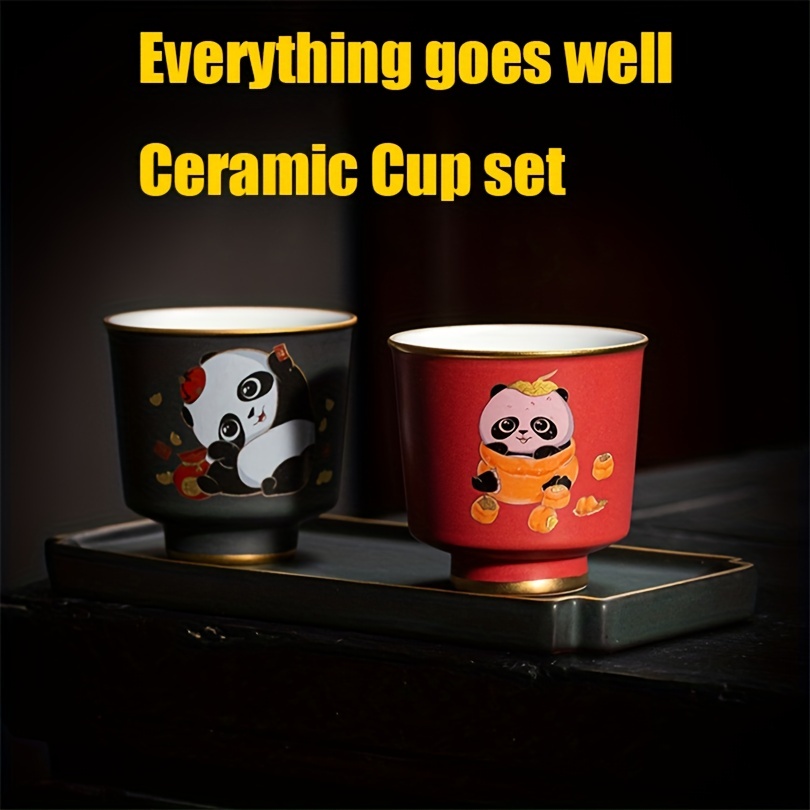 1 Set Set Tè Viaggio In Ceramica Panda Simpatica Mini Tazza - Temu