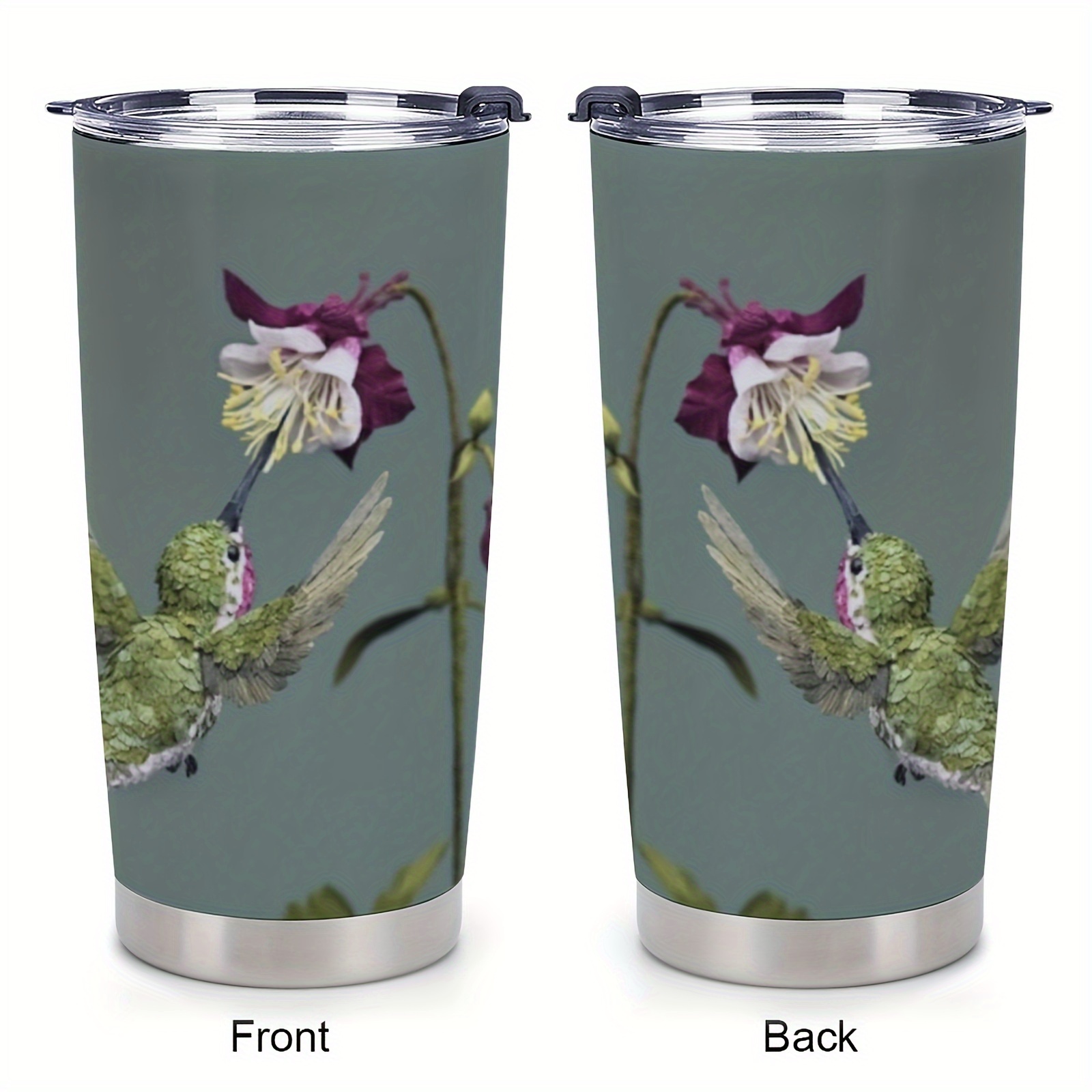 

1pc 20oz Hummingbirds Gather Honey Gifts Stainless Steel Vacuum Insulated Double Wall Travel Tumbler Coffee Mug With Lid