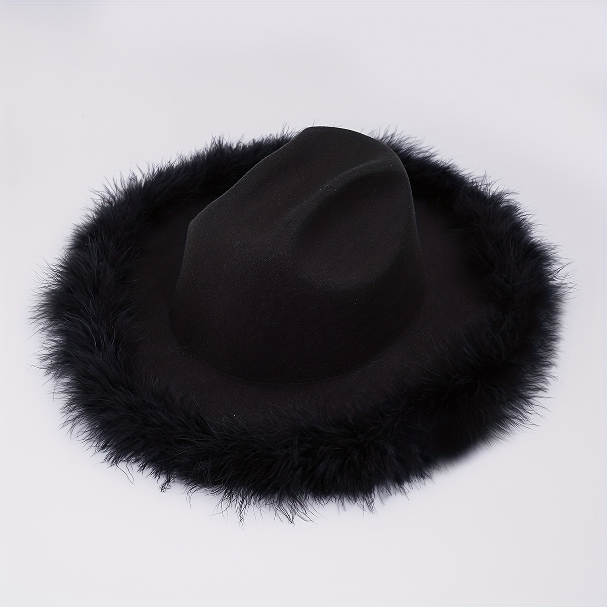 Feather Brim Cowgirl Hat Outdoor Sun Fedora Cap