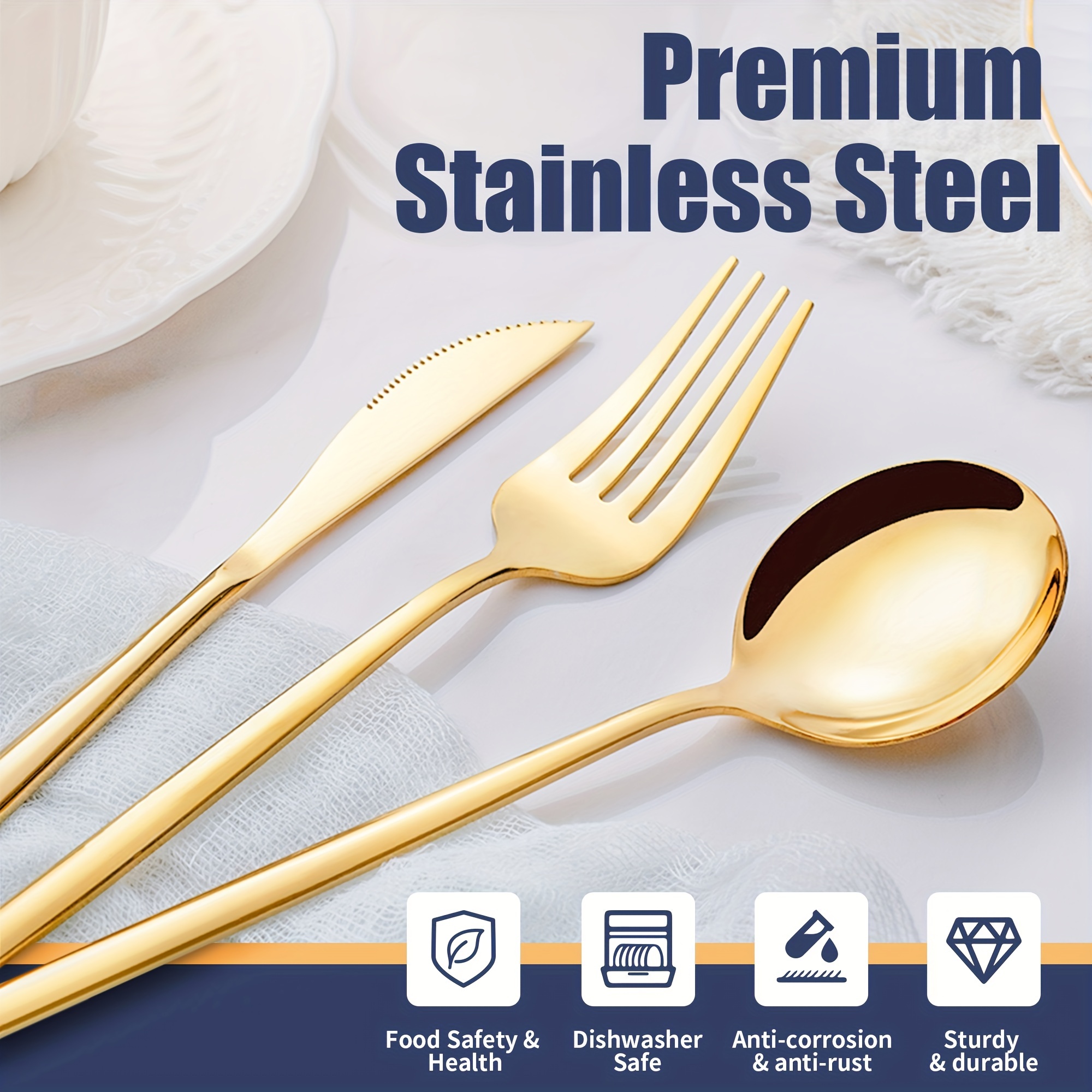 Silverware Set Stainless Steel Flatware Cutlery Set Service - Temu