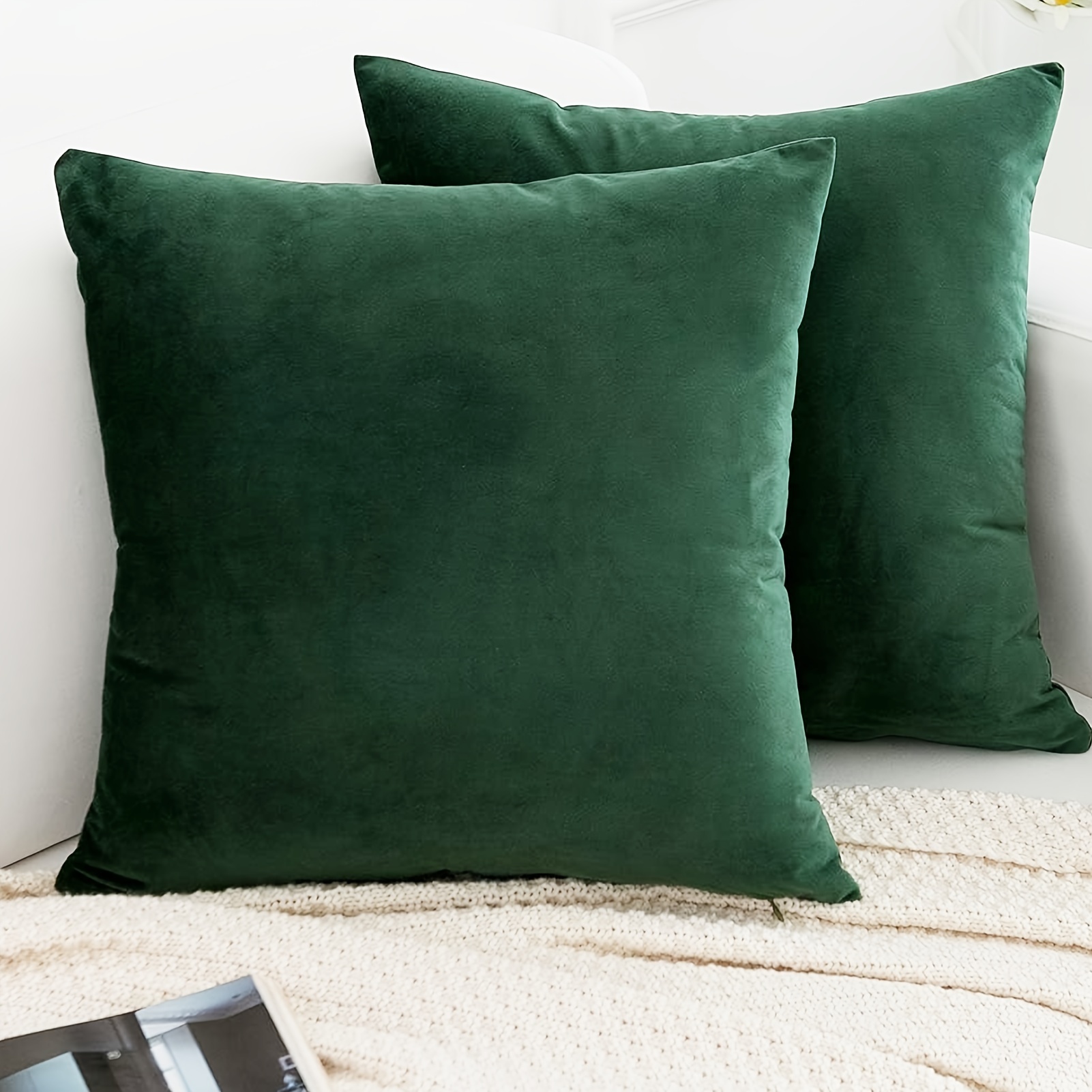 2 Packs Decorative Throw Pillow Covers 18x18 Inch for 18 x 18-Inch Sage  Green