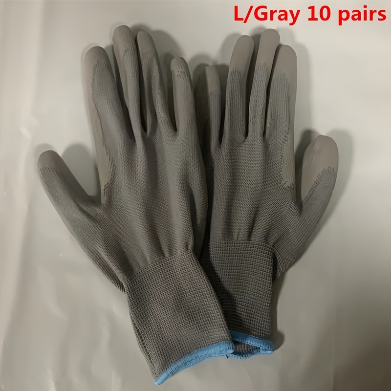 Safety Work Gloves Pu Coated 13 Gauge Polyester Glove With - Temu