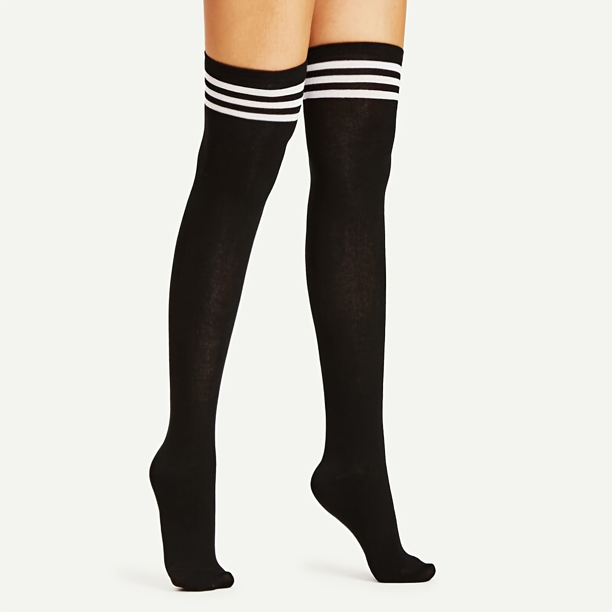 Calcetines largos para mujer, calcetines altos hasta el muslo, calcetines  por encima de la rodilla, calcetines de policía para festivales (PP1, talla