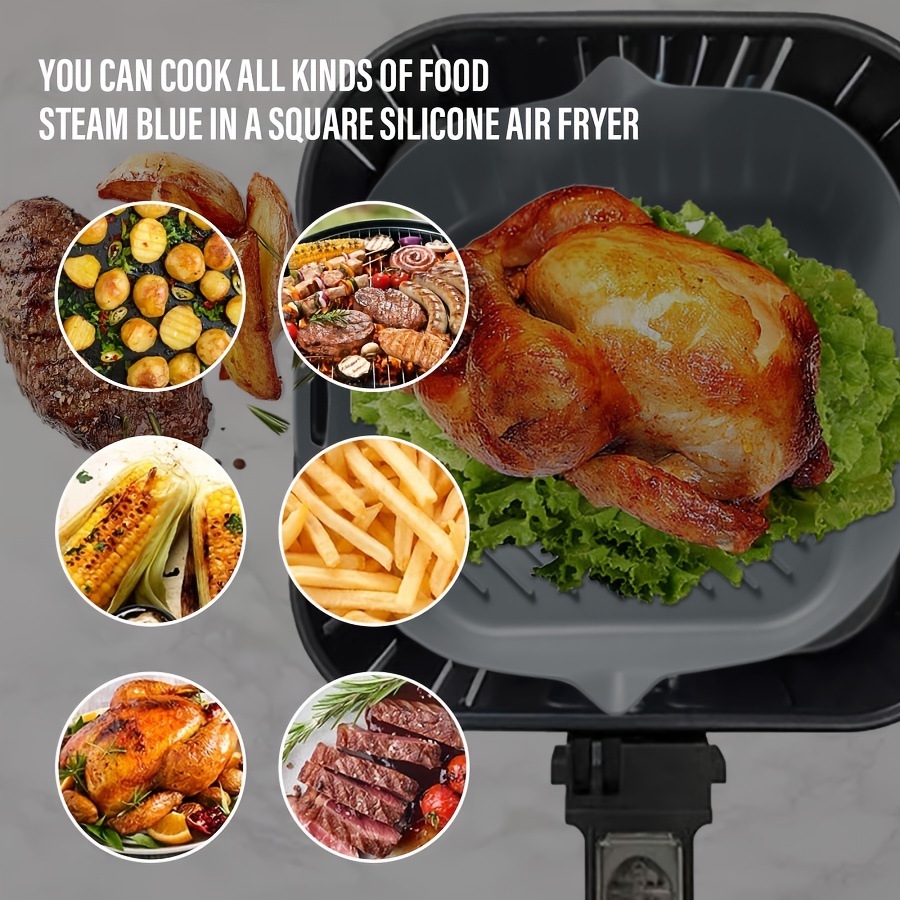Non-Stick Silicone Pot For Air Fryer Baking Cooking Basket Liner Reusable  Tray