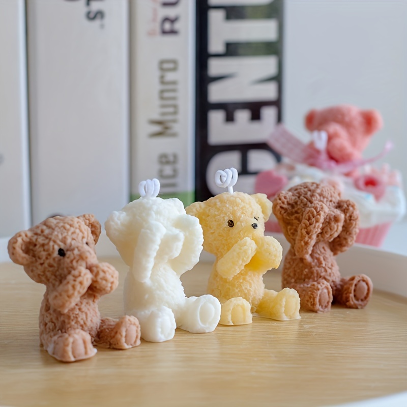 New Sitting Bear Candle Silicone Mold DIY Cute Animal Aromatherapy Resin  Gypsum Mousse Ice Cube Baking Mould Form for candles