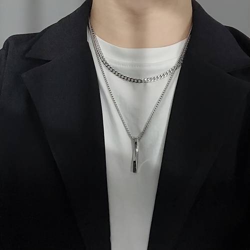 funky double layered twisted chain necklace unique hip hop style for men