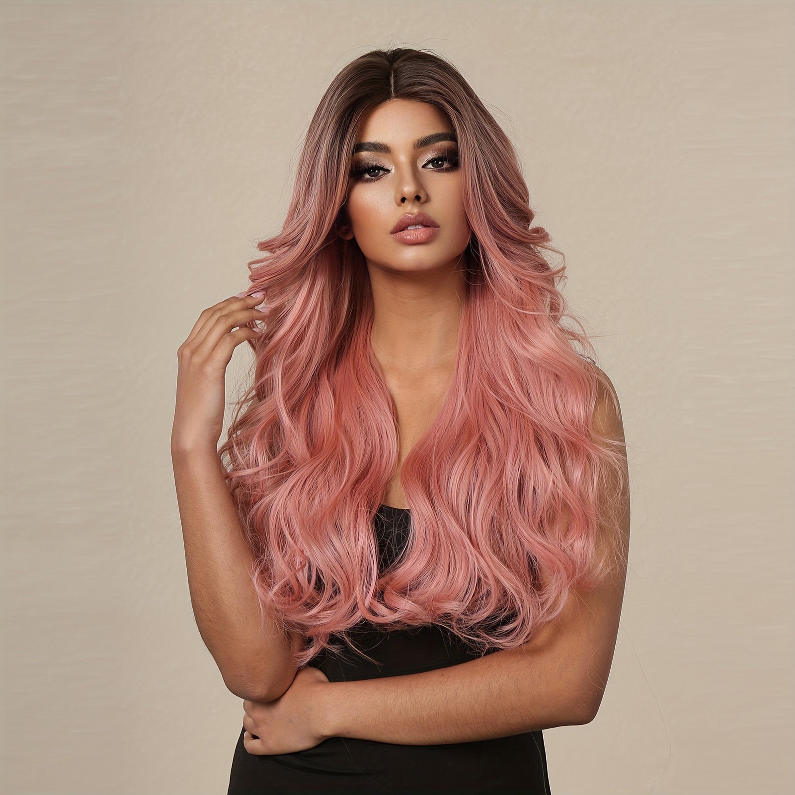 Pink to Red Ombre Pink Lace Front Wig Synthetic Hair Wig Heat Safe