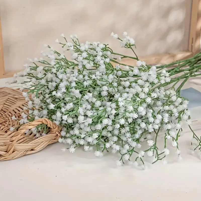 3pcs Artificial Gypsophila Flowers, Real Touch Fake Baby Breath Flower Bulk  For Wedding Bouquets, Floral Arrangement DIY Home Office Table Decoration