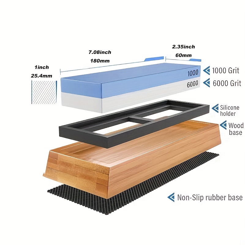 2 sided Knife Sharpening Stone Kit With Non slip Bamboo Base - Temu