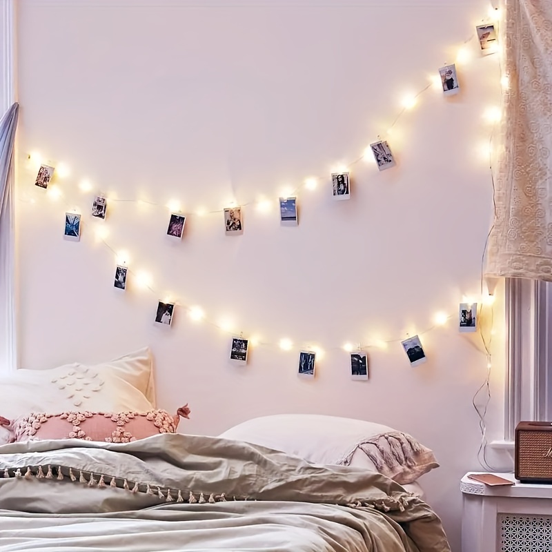 String Lights with Clips - 20 LED Photo Clips String Lights for Bedroom Wall Display Hanging Pictures