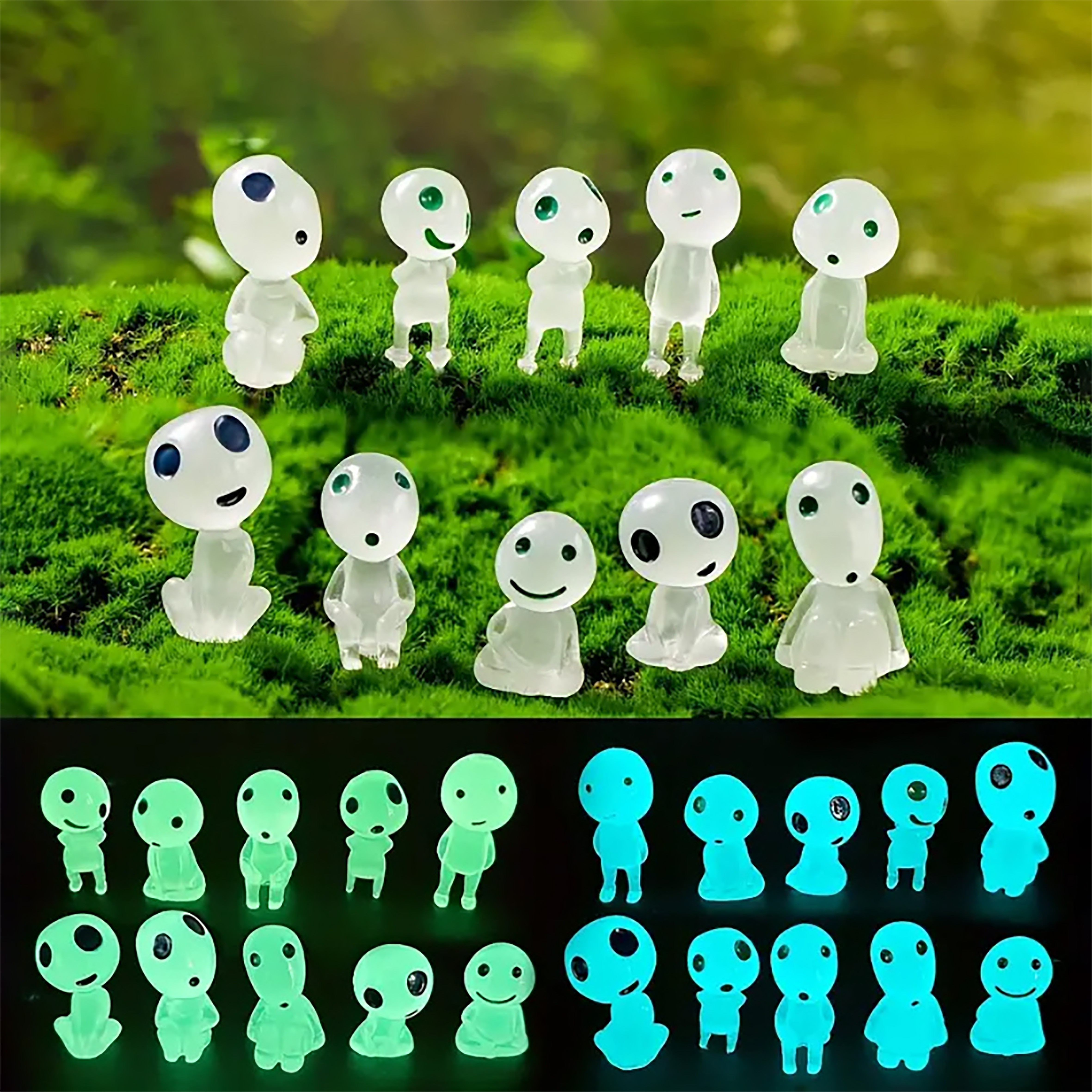 

10pcs Glow-in-the-dark Resin Mini Bulk Alien Decorations, Holiday Party Supplies, Pitana, Goody Bags, Easter And Halloween Egg Stuffing, Dark Glow