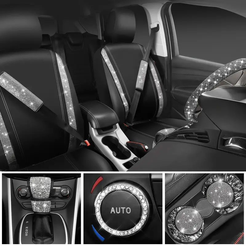 Bling Seat Covers Sets Bling Car Accessories Set For Women - Temu