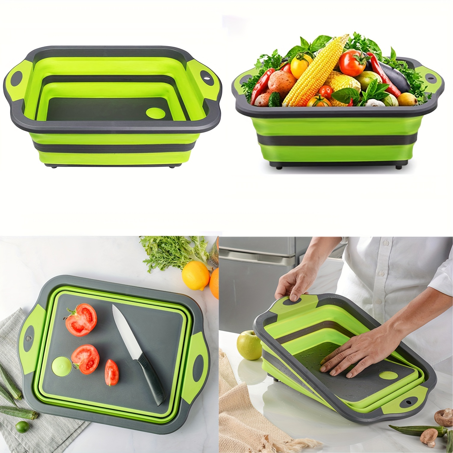 Collapsible Cutting Board With Colander Multifunction - Temu