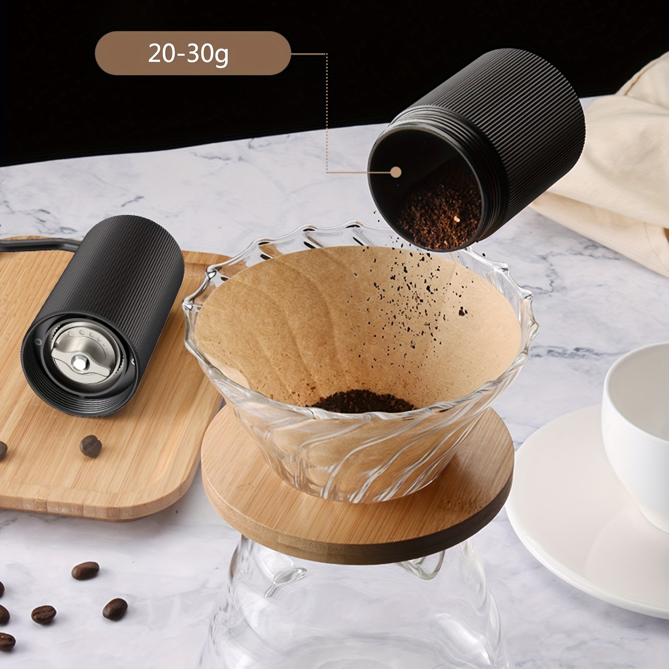 1pc Hand-Cranked Black Coffee Grinder - Manual Bean Grinder for Home Use -  Small Powder Grinder for Coffee Beans - Coffee Accessories