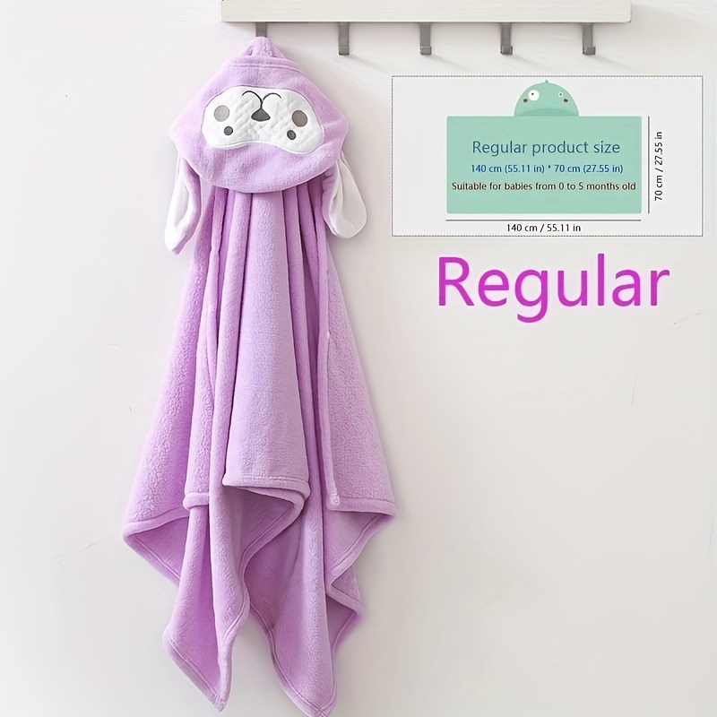 Kids Hooded Bath Towels Soft Microfiber Baby Towels Purple Owl 