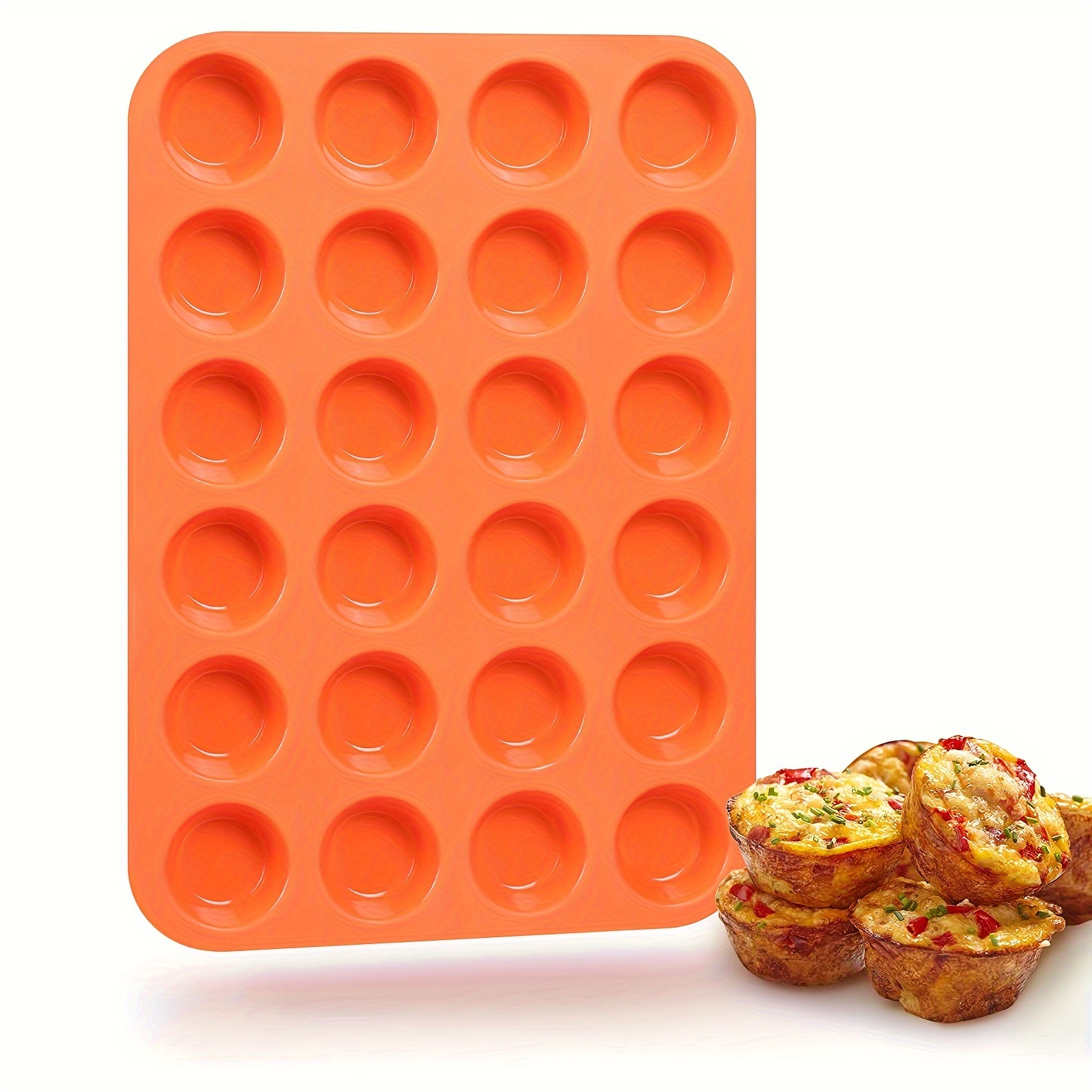 Silicone Mini Cupcake Pan Silicone Molds, 2 Pack Silicone Mini Muffin Pan  with 24 Cups Muffin Tin (Red and Blue)