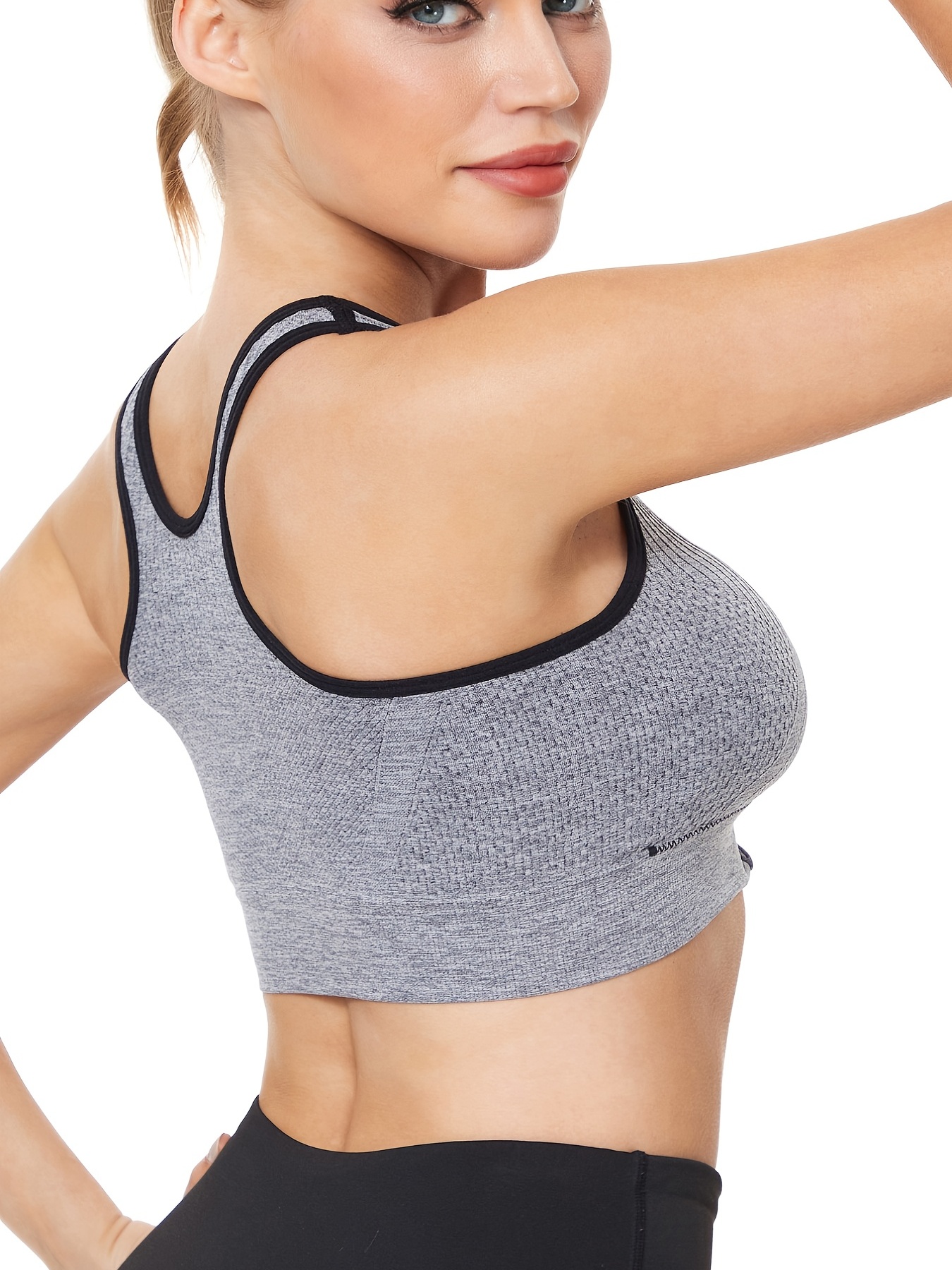 Zipper Fitness Sports Bra, Seamless Zipper Yoga Bra Top