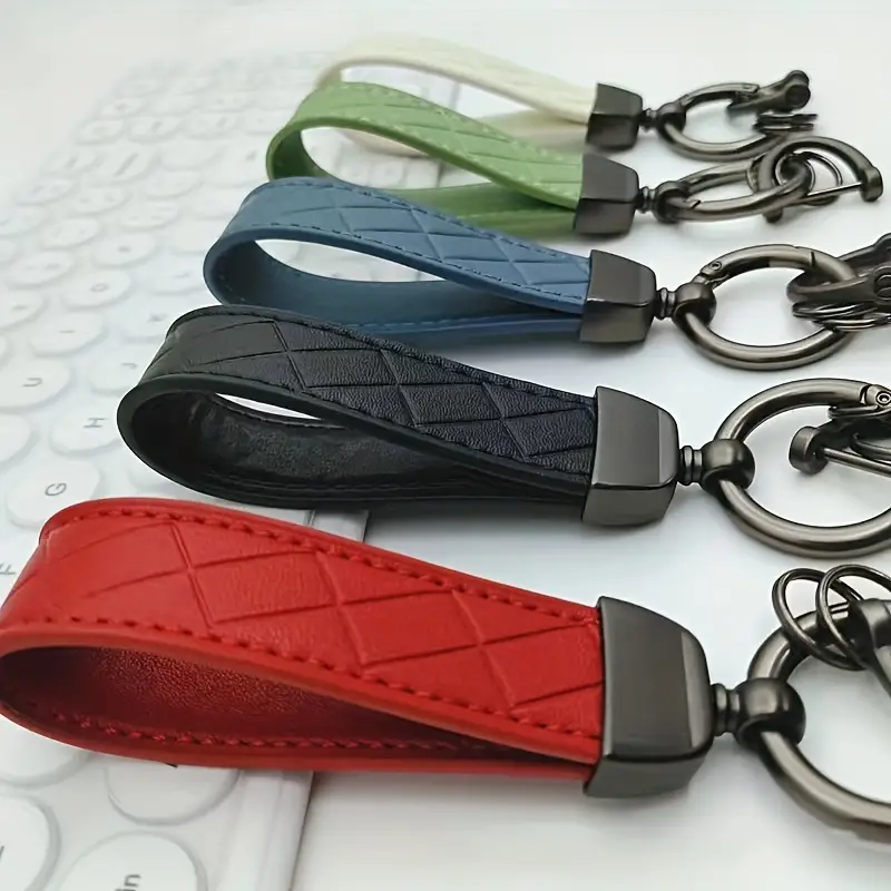 Temu Leather Car Keychain, Car Automotive Key Chain with Anti-lost D-Ring, Simple Key Chain Key Key Ring Lanyard Pendant for Men Women,Bag Accessories